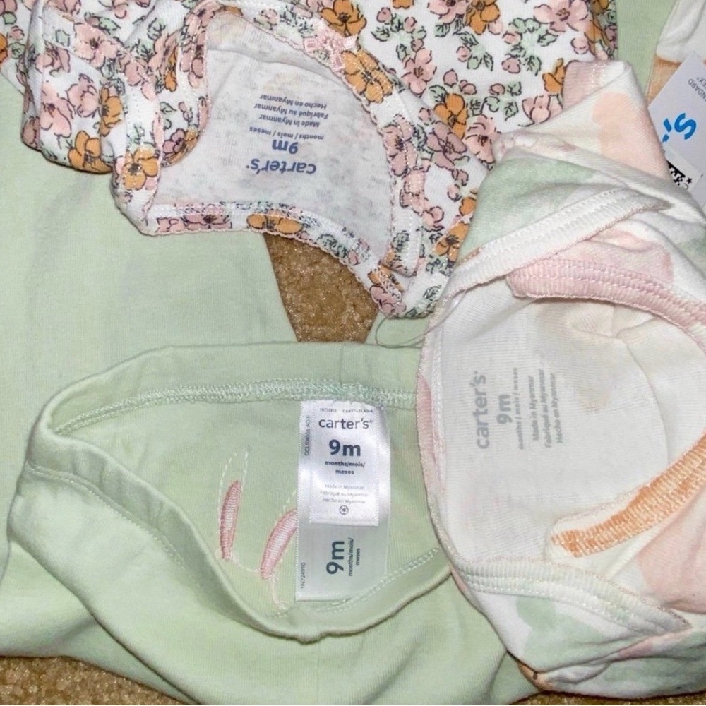 Carters Easter outfit 3 piece set baby girls 9 months easter bunny floral NWT - Picture 5 of 5
